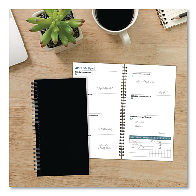Black Softcover Weekly/Monthly Spiral Planner. 6.5 x 3.5, Black Cover, 12-Month (Jan to Dec): 2026 (57315)