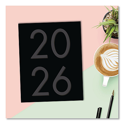 Basic Black Monthly Planner, 9.5 x 7.5, Black Cover, 12-Month (Jan to Dec): 2026 (57032)