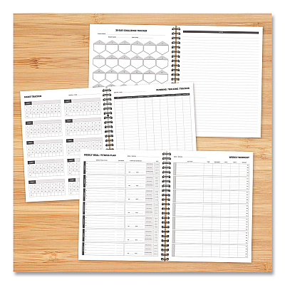 Fitness Undated Monthly Planner, 11 x 8.5, Black/Gray Cover, 12-Month, Undated (40331)