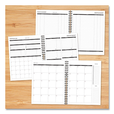 Budget Monthly Planner, 11 x 8.5, Black Cover, 12-Month, Undated (40324)