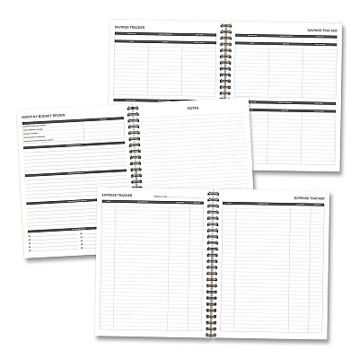 Budget Monthly Planner, 11 x 8.5, Black Cover, 12-Month, Undated (40324)