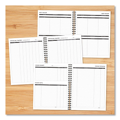 Budget Monthly Planner, 11 x 8.5, Black Cover, 12-Month, Undated (40324)