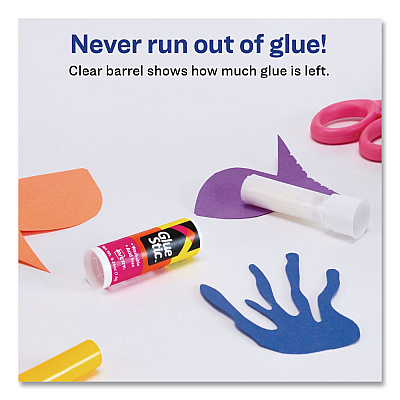 Avery Permanent Glue Stic, 0.26 oz, Applies White, Dries Clear, 3/Pack (00166PK)
