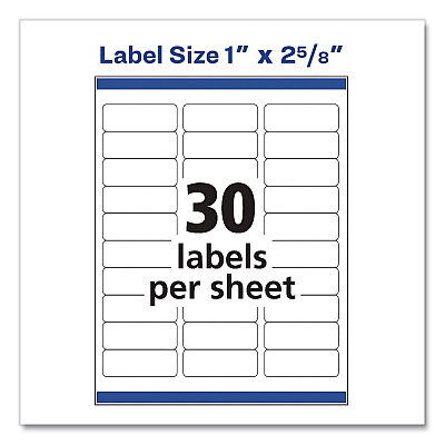 Avery Easy Peel White Address Labels with Sure Feed Technology, Laser, 1 x 2.63, 30/Sheet, 100 Sheets/Pack, 5 Packs/Carton (5160CT)