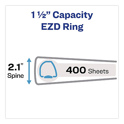 Avery Durable View Binder with DuraHinge and EZD Rings, 3 Rings, 1.5" Capacity, 11 x 8.5, White, 12/Carton (09401CT)