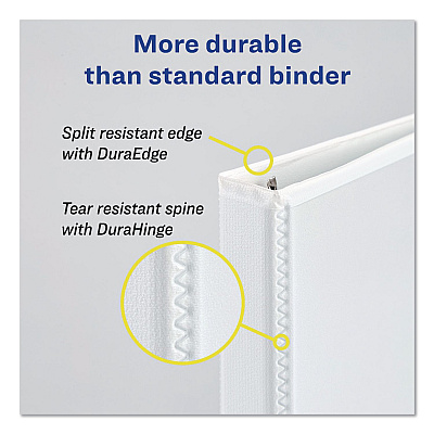 Avery Durable View Binder with DuraHinge and EZD Rings, 3 Rings, 1.5" Capacity, 11 x 8.5, White, 12/Carton (09401CT)