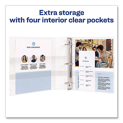 Avery Durable View Binder with DuraHinge and EZD Rings, 3 Rings, 1.5" Capacity, 11 x 8.5, White, 12/Carton (09401CT)