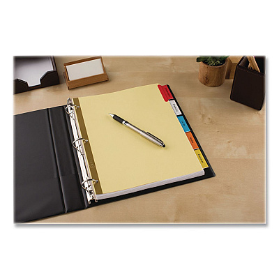 Avery Insertable Big Tab Dividers, 5-Tab, Double-Sided Gold Edge Reinforcing, 11 x 8.5, Buff, Assorted Tabs, 48 Sets/Carton (11109CT)