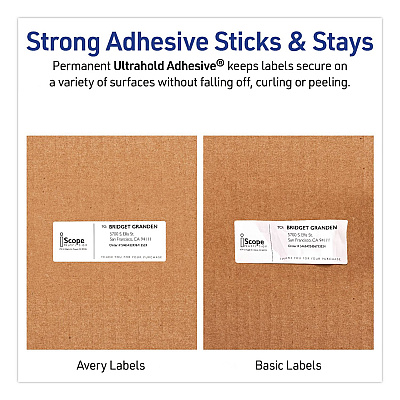 Avery Waterproof Film Address Labels with Sure Feed Technology. Laser, 1 x 2.63, White, 30/Sheet, 10 Sheets/Pack (15509)