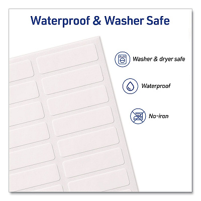 Avery No-Iron Fabric Labels, Handwrite Only, 0.5 x 1.75, White, 18/Sheet, 10 Sheets/Pack (40721)