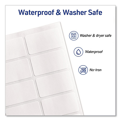 Avery No-Iron Fabric Labels, Handwrite Only, 1 x 1.75, White, 10/Sheet, 10 Sheets/Pack (40723)