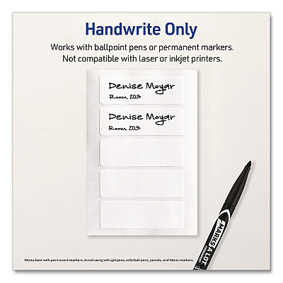 Avery No-Iron Fabric Labels, Handwrite Only, 1 x 3, White, 5/Sheet, 10 Sheets/Pack (40725)