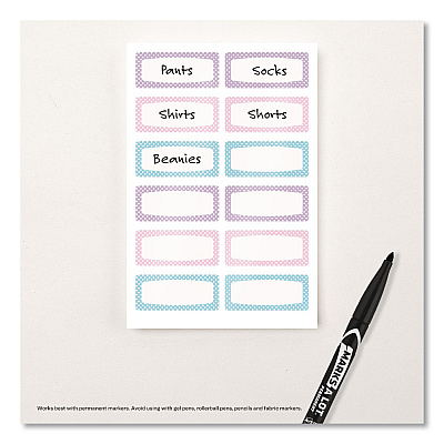 Avery No-Iron Fabric Labels, Pastel Borders, Handwrite Only, 0.75 x 1.75, White, 12/Sheet, 2 Sheets/Pack (40775)