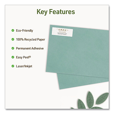 Avery EcoFriendly Recycled Return Address Labels, Inkjet/Laser, 0.66 x 1.75, White, 60/Sheet, 10 Sheets/Pack (48806)