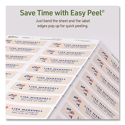Avery EcoFriendly Recycled Return Address Labels, Inkjet/Laser, 0.66 x 1.75, White, 60/Sheet, 10 Sheets/Pack (48806)