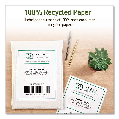 Avery EcoFriendly Recycled Shipping Labels, Inkjet/Laser, 5.5 x 8.5, White, 2/Sheet, 10 Sheets/Pack (48808)