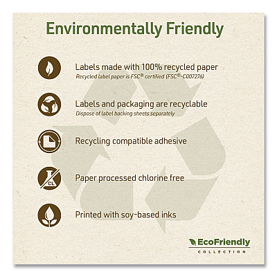 Avery EcoFriendly Recycled Shipping Labels, Inkjet/Laser, 8.5 x 11, White, 1/Sheet, 10/Pack (48809)