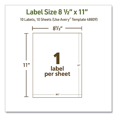 Avery EcoFriendly Recycled Shipping Labels, Inkjet/Laser, 8.5 x 11, White, 1/Sheet, 10/Pack (48809)