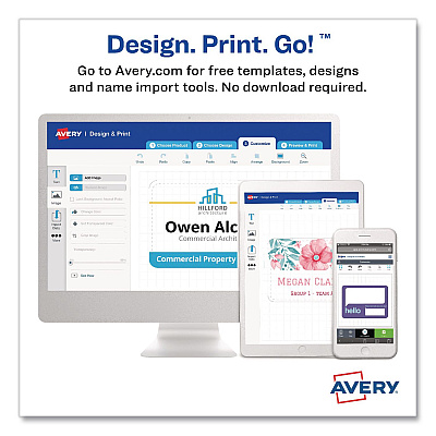 Avery Pin-Style Badge Holder with Laser/Inkjet Insert, Top Load, 3.5 x 2.25, White, 24/Pack (74652PK)