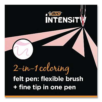BIC Intensity Fineliner Dual Tip Felt Pen, Stick, Fine 0.7 mm Bullet, Variable Brush, Assorted Pastel Ink/Barrel Colors, 6/Pack (FPPDT6AST)