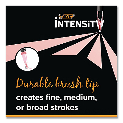 BIC Intensity Fineliner Dual Tip Felt Pen, Stick, Fine 0.7 mm Bullet, Variable Brush, Assorted Pastel Ink/Barrel Colors, 6/Pack (FPPDT6AST)