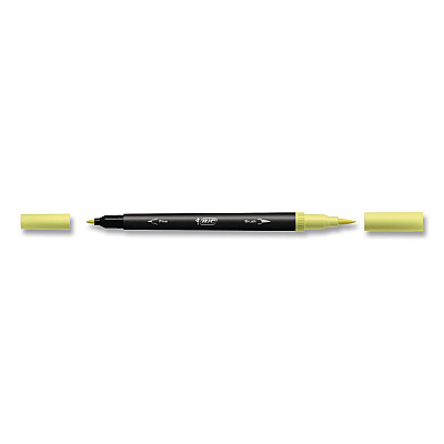 BIC Intensity Fineliner Dual Tip Felt Pen, Stick, Fine 0.7 mm Bullet, Variable Brush, Assorted Pastel Ink/Barrel Colors, 6/Pack (FPPDT6AST)
