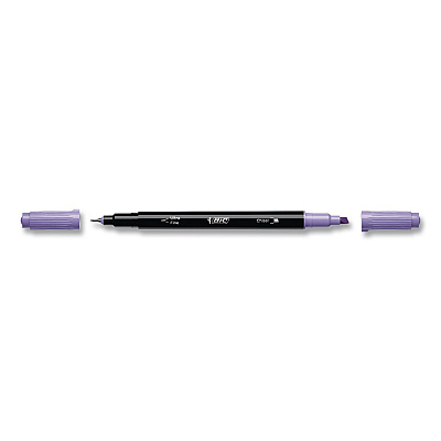 BIC Intensity Dual-Tip Highlighters, Assorted Ink Colors, Chisel/Needle Tips, Black Barrel, 6/Pack (HLPDT6AST)