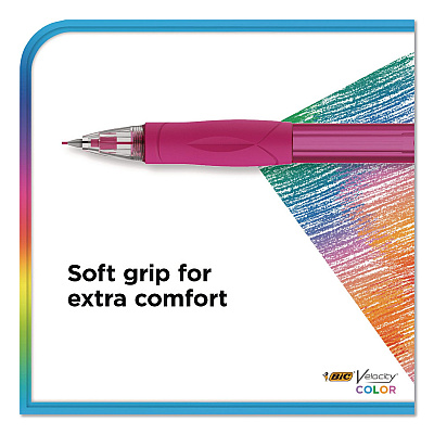 BIC Velocity Colored Lead Mechanical Pencils, 0.7 mm, HB (#2), Assorted Lead Colors, Assorted Barrel Colors, 6/Pack (MV7CP61AST)
