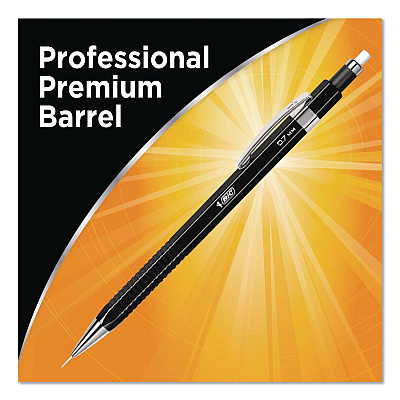 BIC Break Resistant Pro Mechanical Pencils, 0.7 mm, HB (#2), Black Lead, Black Barrel (MVR7P1BLK)