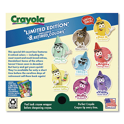Crayola Limited Edition Collection Crayons, Regular Size, 64 Assorted Colors, 64/Box (523021)