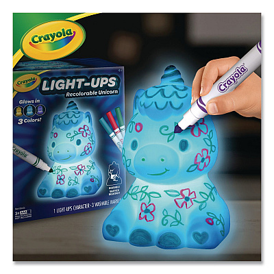 Crayola Light Ups Recolorable Unicorn with (3) Ultra-Clean Washable Markers, Ages 4 and Up, 4 Pieces (747633)