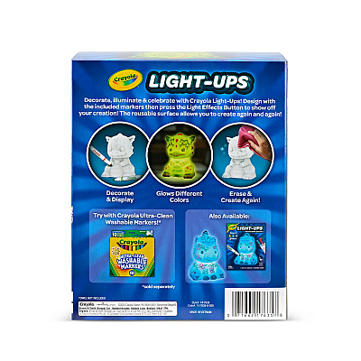 Crayola Light Ups Recolorable Dragon with (3) Ultra-Clean Washable Markers, Ages 4 and Up, 4 Pieces (747635)
