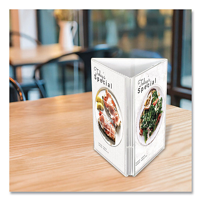 deflecto Tabletop Three-Sided Sign Holder, 4 x 6 Insert, Clear (PX04846)