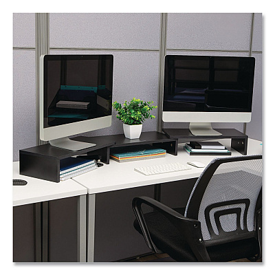 Mind Reader Adjustable Dual Monitor Stand, 18.1 to 51.25 x 9.25 x 4.75, Black, Supports 44 lbs (MDFMONDBLK)