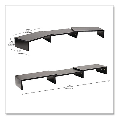 Mind Reader Adjustable Dual Monitor Stand, 18.1 to 51.25 x 9.25 x 4.75, Black, Supports 44 lbs (MDFMONDBLK)