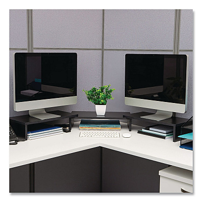 Mind Reader Adjustable Dual Monitor Stand, 18.1 to 51.25 x 9.25 x 4.75, Black, Supports 44 lbs (MDFMONDBLK)