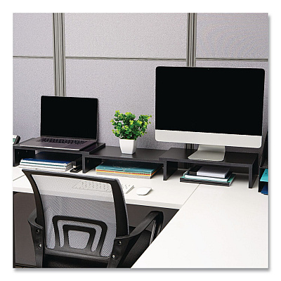 Mind Reader Adjustable Dual Monitor Stand, 18.1 to 51.25 x 9.25 x 4.75, Black, Supports 44 lbs (MDFMONDBLK)
