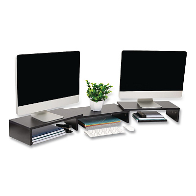 Mind Reader Adjustable Dual Monitor Stand, 18.1 to 51.25 x 9.25 x 4.75, Black, Supports 44 lbs (MDFMONDBLK)