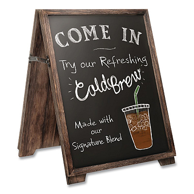 General Printing & Design Desktop A-Frame Chalkboard, Black Surface, Brown Wood Frame, 13 x 14.5 x 17 (EGPHD0547)