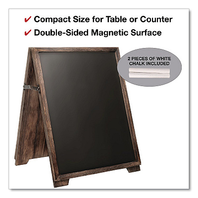 General Printing & Design Desktop A-Frame Chalkboard, Black Surface, Brown Wood Frame, 13 x 14.5 x 17 (EGPHD0547)