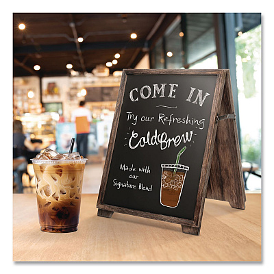 General Printing & Design Desktop A-Frame Chalkboard, Black Surface, Brown Wood Frame, 13 x 14.5 x 17 (EGPHD0547)
