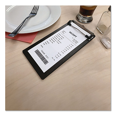 General Printing & Design Check/Menu Holder, 4 x 8.1, Dark Woodgrain/Silver (MENU4X8CB)