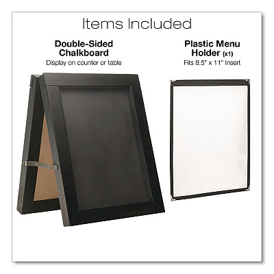 General Printing & Design Double Sided A-Frame Chalkboard and Menu Holder, Black/Clear 8.5 x 11 Surface, Black Frame, 11 x 14 (MENUAFRAME)