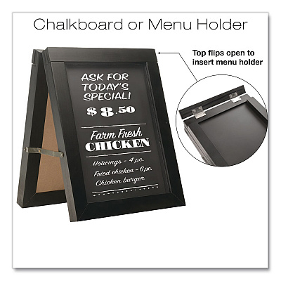 General Printing & Design Double Sided A-Frame Chalkboard and Menu Holder, Black/Clear 8.5 x 11 Surface, Black Frame, 11 x 14 (MENUAFRAME)