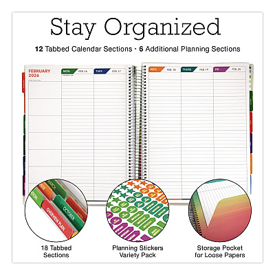 Global Printed Products Deluxe Seasons Tree Weekly/Monthly Lesson Planner, 7 Classes, Multicolor Cover, 11 x 8.5, 13-Month: Aug 2025 to Aug 2026 (NAD26DTP20)