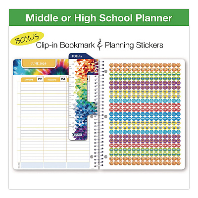 Global Printed Products Rainbow Silhouette Middle/High School Student Planner, 11-Months: Seven-Subject Day, Multicolor Cover, 11 x 8.5, 2025 to 2026 (NAD26SM85111)