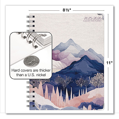 Global Printed Products Pastel Mountains Academic Year Weekly/Monthly Planner, 11 x 8.5, Multicolor Cover, 14-Month: June 2025 to July 2026 (NAD26851160)