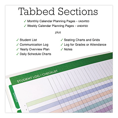 Global Printed Products Deluxe Spring Floral Undated Weekly/Monthly Teacher's Lesson Planner, 7 Classes, Multicolor Cover, 11 x 8.5, 52-Week Span (NADUNDTP30)