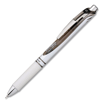 Pentel EnerGel Pearl Deluxe RTX Gel Pen, Retractable, Medium 0.7 mm, Black Ink, Pearl White/Smoke Barrel, Dozen (BL77PWADZ)