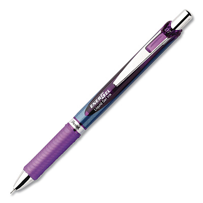 Pentel EnerGel RTX Deluxe Gel Pen, Retractable, Medium 0.7 mm, Violet Ink, Violet/Blue Barrel, Dozen (BLN77VDZ)